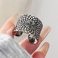 925 Sterling Silver Rings For Women Geometric Fine Jewelry Finger Adjustable Vintage Web Shape Ring For Party Birthday Gift resizable
