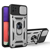 Skirta Samsung A22 5G dėklas Galaxy A22s dangtelis Galaxy F42 5G magnetinis žiedo laikiklis šarvuotas telefono dėklas slankiojantis kameros apsaugos galinis dangtelis Galaxy F42 5G black