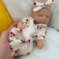 Reborn Baby Doll 8inch Full Solid Silicone Flexible Elastic Doll Toy Super Soft Cute Small Size Squish Silicone Lifelike Reborn Bebe Doll girl doll gray