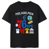 Philadelphia 76ers Basketball Training Uniform Sports T-shirt Men Women Oversized Training Sports Cotton Jersey Female Male Clothing 4XL blue