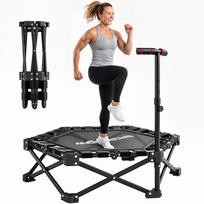 Fitneso batutas su reguliuojama T formos rankena, sulankstomas, su nešiojimo krepšiu, 120 kg apkrova, plienas, plastikas, juodas 104 x 104 x 114 cm juoda