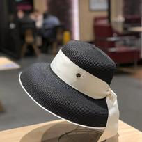 Retro French Hepburn-Style Women's Sun Hat: Versatile Straw Fisherman Hat with Tie Band Bow & Sun Protection. Adjustable