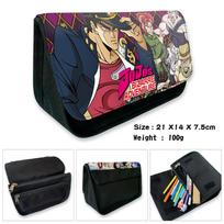 Jojo's Bizarre Adventure Pencil Case Anime Jotaro Giorno Large Capacity Student Stationery Bag Cartoon Pen Storage Pouch Gift black