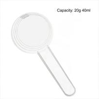 Matavimo šaukštas su plokščiu dugnu – 40 ml/20 g, skaidrus plastikas, supakuotas atskirai, kad būtų galima tiksliai išmatuoti 1pcs white