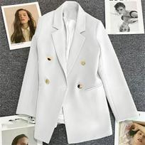 Office Lady Elegant Double Breasted Blazer Women Clothing Autumn Long Sleeve Slim Suit Jackets Casual Chic Tops Female Coat XXXL
