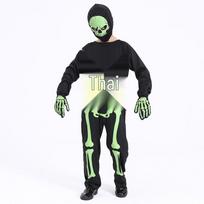 Šviečiantis tamsoje skeletas kostiumas vaikams - Klasikinis Helovino kostiumas 110 cm beige