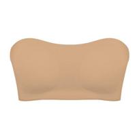 FallSweet Strapless Push Up Bra Tube Top Women Seamless Plus Size Non-slip Bras Without Straps Wireless Bras Sexy Back Cross Brassiere Female Lingerie L smėlis