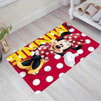 1pc Disney Mickey Mouse and Minnie Pattern Carpet Area Rug Non slip Carpet Hand Washable Floor Mat Suitable For Living Room Bedroom Home Decor 60cm by 90cm white