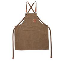 Adult Apron Thicken Cotton Canvas Antifouling Barista Apron Sleeveless with Pockets Unisex for Home Restaurant Camping šviesiai ruda spalva