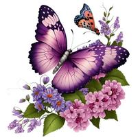 Violetiniai Drugeliai ir Gėlės Sienos Lipdukas Tualeto Dangčio Lipdukai, Miegamojo Įėjimas Svetainė Veranda Namų Dekoras Vandeniui Atsparūs Lipdukai S317 A-25cm Longest Side pink