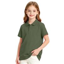 Girls' Short Sleeve School Uniform T-Shirt Casual Dress Top for Everyday Wear 110 armijos žalia spalva