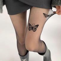 Women's  Sexy Pantyhose Stockings Leggings Ultra-thin Butterfly Print Silk Stockings Thighs  Women's Patterned Tights Stockings EMA One size juoda