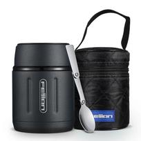 FEIJIAN 500ml Portable Vacuum Cup Food Thermos 316 Stainless Steel Simple Vacuum Insulated Food Jar with Spoon Kids Lunch Box 500ml gray