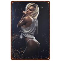 Sexy Metal Tin Signs Plaque Pinup Girls Wall Decoration Vintage Art Posters Iron Painting for Man Cave Home Cafe Garden Club 20x30cm（7.8x11.8inch）