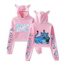 Hot K-pop Anime Kpop Demon Hunters Cute Tiger Crop Tops Women Sweatshirt Long Sleeve Girls Fashion Hoodie XXS black