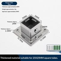 Stainless Steel Square Tube Connector Set - 25/30/35mm Flange Base Elbow for Fence Rail Systems, Durable & Rustproof