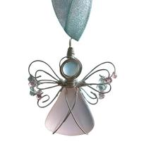 Sea Glass-Angel Xmas Tree Ornaments Hand-Made Clear Glass Angel-Pendant Holiday Thoughtful Unique Present For Loved Ones As Shown