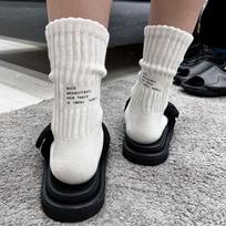 Simple Thickened Middle Tube Socks Sweat-Absorbent Breathable Cotton Socks Solid Color Knitted Socks Sports 3XS balta