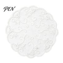 French Style Kitchen Table Accessories Retro Lace Placemat, White Floral Doilies, Embroidered Mat, Washable Pads for Small Tables Sheer Mesh Doily Tea B