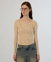 Sseomweeobeoteo Flower Lace Button Long Top - Cream Free