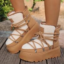 Fashion Fashion New Round Head Sexy Thick-soled Non-slip Casual Snow Boots Winter Lace-up Elegant Comfortable Walking Boots for Women 36 kupranugaris
