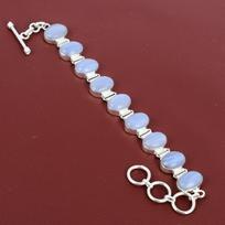 Blue Lace Agate Bracelet Natural Gemstone Jewelry 925 Sterling Silver Bracelet Adjustable Chain Bracelet Handmade Silver Jewelry For Gifts Adjustable