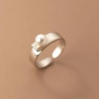 New Fashion Simple Design Imitation Pearl Women's Adjustable Ring Daily Versatile Holiday Party Accessories  Gifts resizable