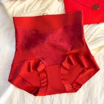 Ladies Spring and Autumn New Style Lace Jacquard Shape High Waist Triangle Briefs M
