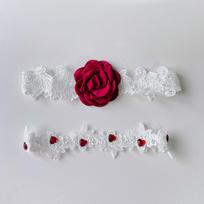 High Quality Handmade Lace Stocking Garter Belt With Red Rose Flower Sexy Bridal Thigh Ring Accessories