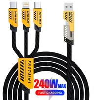 3 In 2 240W Fast Charging Cord For Micro USB Type C Charger Cable 1.2m Multi Usb Port Multiple Usb Charg Cord For huawei 1.2m juoda