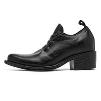 FDCP brand British retro lace-up casual derby small leather shoes business dress inner height increase G014 black -J 37
