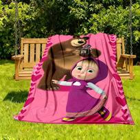 1pc Masha Bear Outdoor Blanket Lightweight Flannel, Soft & Warm, All-Season Use for Sofa, Outdoor, Camping, Living Room045 130cmx150cm