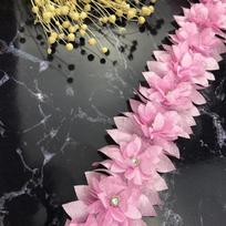 1 yard 70mm Rhinestone Chiffon Flowers Organza Lace Trim Ribbon DIY Clothing Dresses Hat Decor Sewing Supplies Craft Accessories 70mm-1 yard