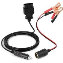OBD2 atminties taupymo jungtis Transporto priemonės avarinis 12V maitinimo šaltinis Diagnostinis kabelis Prailginimo laidas su dviem krokodilo klipais 1 black