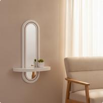 Wall Shelf with Mirror Compact WallMounted SpaceSaving for Entryway, Hallway,