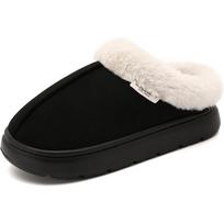 Memory Foam Fuzzy Slippers for Women Platform EVA Sole Warm Faux Fur Lined Suede Short Ankle Boots House Slippers for Woman Anti-Slip Boot 36-37 juoda