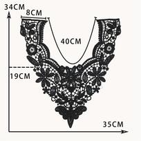 Handmade Black & White Polyester Lace Collar Applique