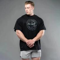 Gym Fitness T-shirt Summer New Oversized Men's Short Sleeve IR Sports Muscular Men Tee Fitness Joggers 100 Cotton Crew Neck Tops S juoda