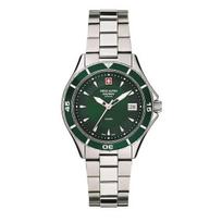 Swiss Alpine Military Aquatech Ladies Stainless Steel Green Dial Quartz 7740.1134 100M Women's Watch žalia