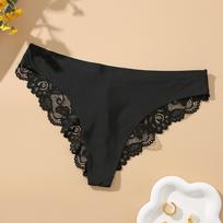 Lace Briefs, Women's Ice Silk Underpants, Women's Cotton Crotch, Interesting Mid-waist, Women's Brazilian Pants. XXL