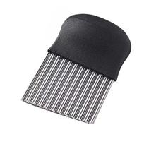 Crinkle Cutter Blade Waffle Fry Cutter Stainless Steel Vegetable Potato Wavy Chopper Knife French Fry Slicer for Carrot Onion black