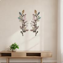 2 Pieces Metal Twining Section Decorations Botanical Wall Art Decor Branch Hangings for Tylt2606093