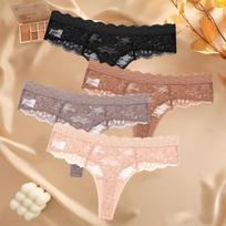 4PCS/Set S-XL Women Sexy Panties G-string Sexy Woman's Underwear Girl Lace Lingerie Female Bikini Lady Thong Intimates S