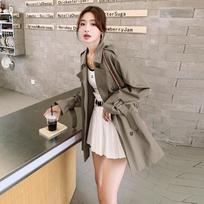 Spring Windbreaker Loose Slim Coat Mid-length Windbreaker Jacket Women's Smart Temperament Coat XL gray