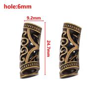 10pcs Hair Braid Tube Metal Hollow Runes Beads for Jewelry Making Dreadlock Beard Bead Tube Spacer Big Hole Bead DIY Accessories 10pcs