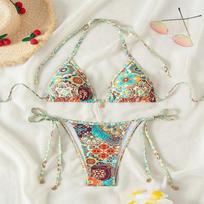 Printed Sexy Bikini Beach Hot Swimsuit Women's High-end L