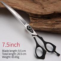 Fenice 7.5/8/9 inch Professional Pet Scissors for Dog Grooming Sharp Dog Cat Curved Shear JP 440C with Black Handle Rhinestone