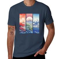 The Beautiful Mount Fuji Tshirt Casual Trendy Streetwear Tee Shirt S brown
