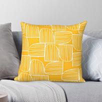 Mid-Century Modern Mustard Hues Square Pillowcase Polyester Linen Velvet Creative Zip Decorative Sofa Cushion Cover 45x45 30X30CM yellow