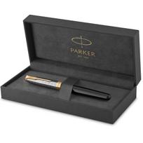 PARKER Sonnet Premium Metal Black GT Fountain Fine 18K Gold Gift Officially Product Number 2119784 & Pen, Nib, Nib, Boxed, Imported,